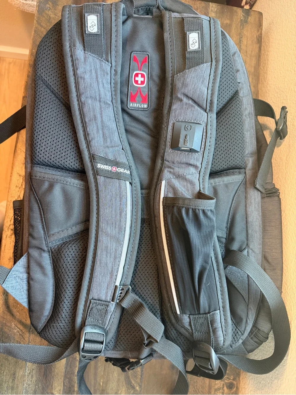 SwissGear Grey Travel Backpack with Red Cross Logo